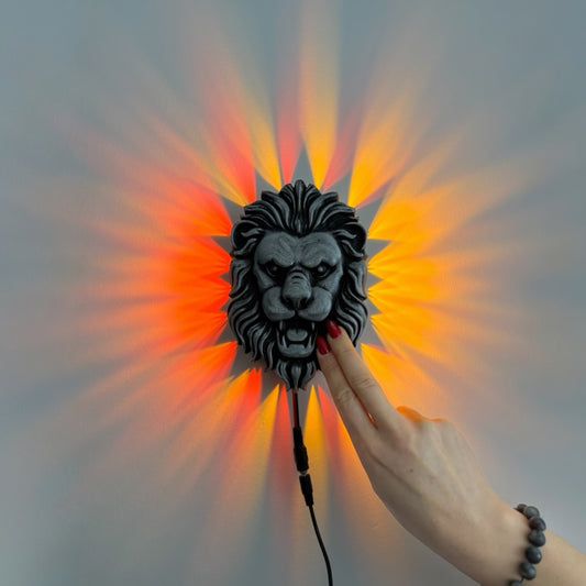 Realistik Aslan Duvar Lambası - Çift Renk LED